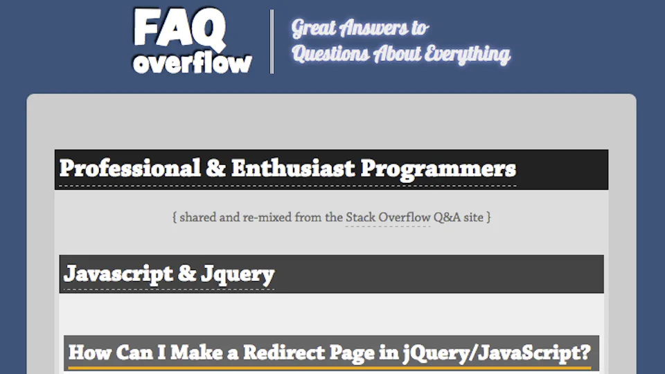 FAQoverflow screenshot